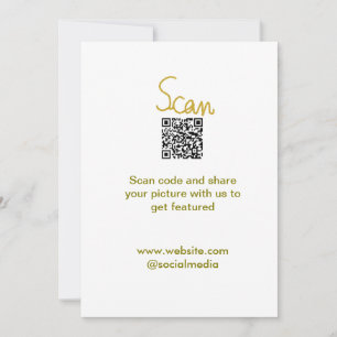 Convite Ouro Scan QR code glitter elegante calligr simples