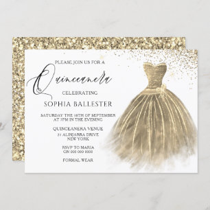 Convite Ouro Sepia Dourado Palhaço Glitter Quinceanera