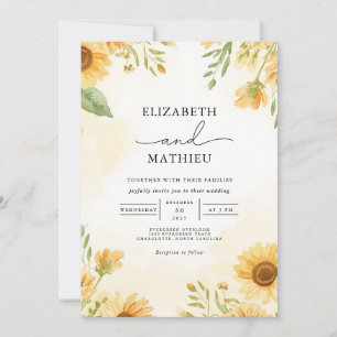 Convite Ouro Sunflower Vista Wedding