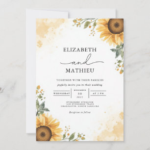 Convite Ouro Sunflower Wedding