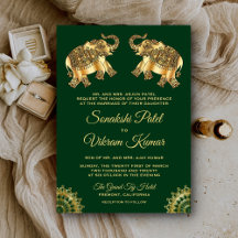 Ouro Verde Elefantes Étnicos Casamento Indiano