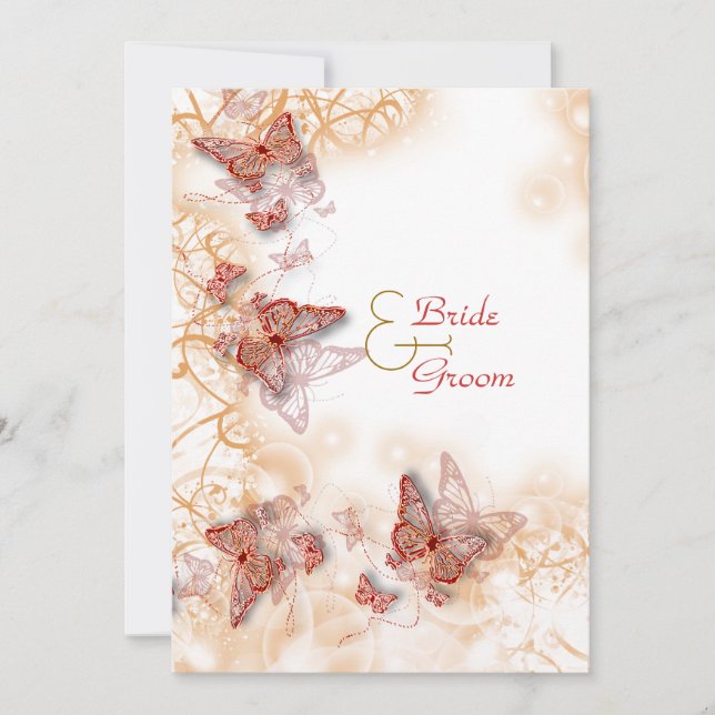 Convite Ouro vermelho casamento noivado aniversário (Frente)