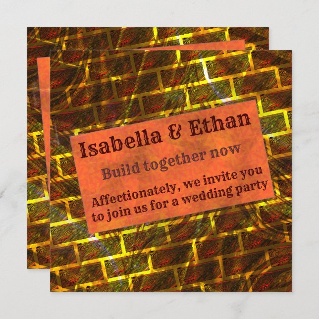 Convite Ouro vermelho manchado, arranhões, grelha ou efeit (Frente/Verso)