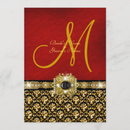 Convite Ouro vermelho preto "casamento elegante " do