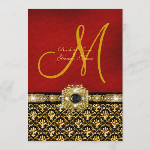 Convite Ouro vermelho preto "casamento elegante " do