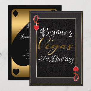 Convite Ouro Vermelho Preto Rainha de Copas Las Vegas 21º