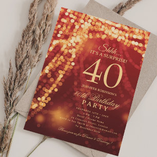 Convite Ouro & Vermelho Surpresa de 40 Anos