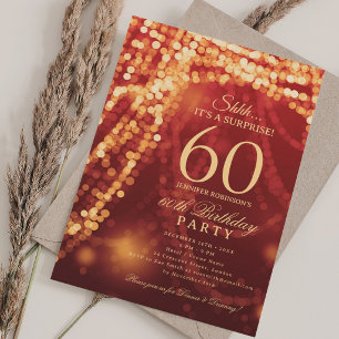 Convite Ouro & Vermelho Surpresa de 60 anos