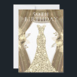 Convite Ouro Vestido Flores Elegantes 50ª Festa de anivers<br><div class="desc">Flores de Vestido de ouro Elegante 50ª Festa de aniversário Convidar Variações para o convite e itens correspondentes em nossa loja</div>