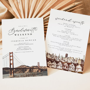 Convite Ouro Watercolor Gate San Francisco Skyline