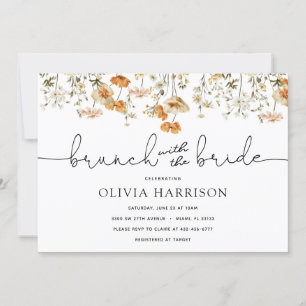 Convite Ouro Wildflower Brunch com Chá Bride