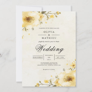 Convite Ouro Yellow Floral Whimsy Casamento