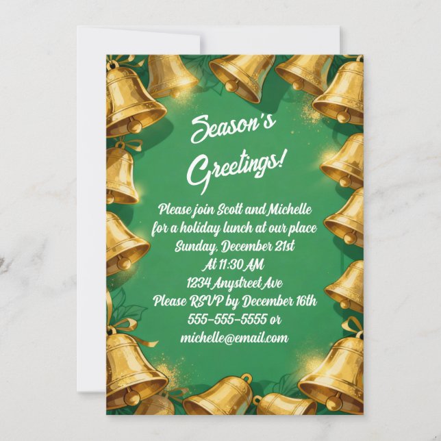 Convite Ouros da Festa de Natal Verde (Frente)