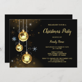 Convite Ouros de Natal - Estrelas brilhantes - Festa Negra