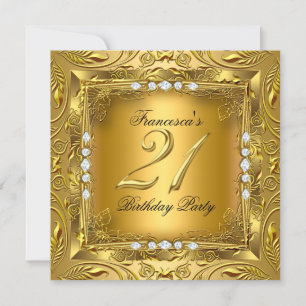 Convite Ouros Dourados do Partido Elegante aniversário de 