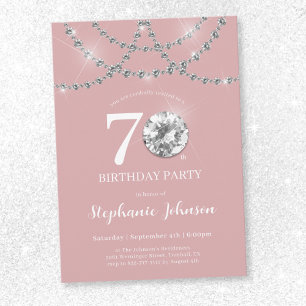 Convite Ouros Elegantes - Aniversário do 70 Rosa Esmagador