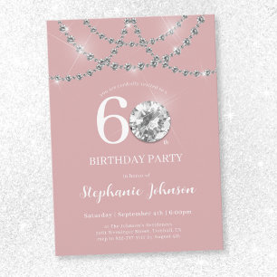Convite Ouros Elegantes Blush Pink 60º Aniversário