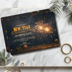 Convite Ouros Estimulantes e Charme Festivo Elegante Ano N