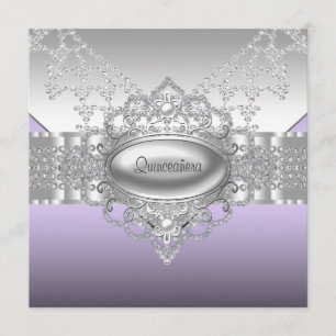 Convite Ouros Pearls Purple Quinceanera Invants