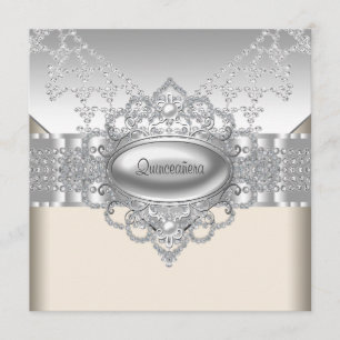 Convite Ouros Pérolas Brancas Quinceanera Invasões