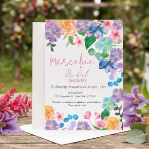 Convite Ousada noiva floral em água-marinha rosa brilhante