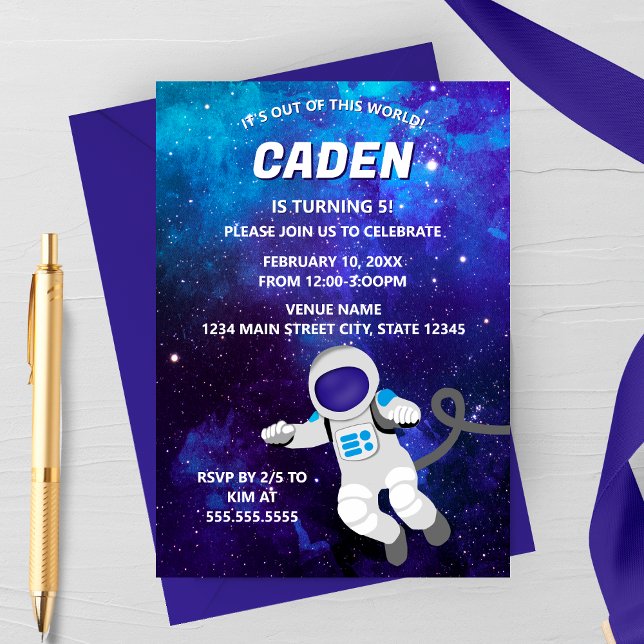 Convite Out of This World Space Birthday Invitation (Criador carregado)