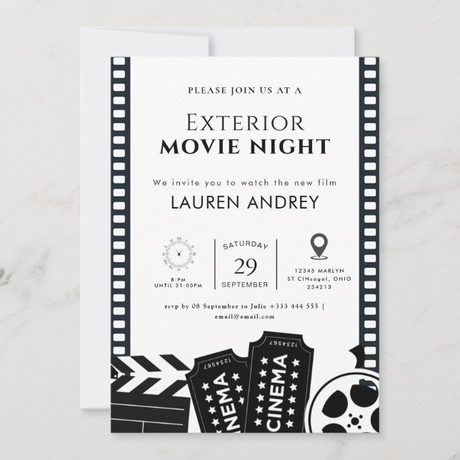 Convite Outdoor Movie Night Invitation (Frente)