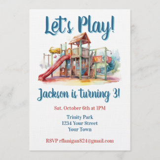 Convite Outdoor Park Playground Kids Birthday Invitation