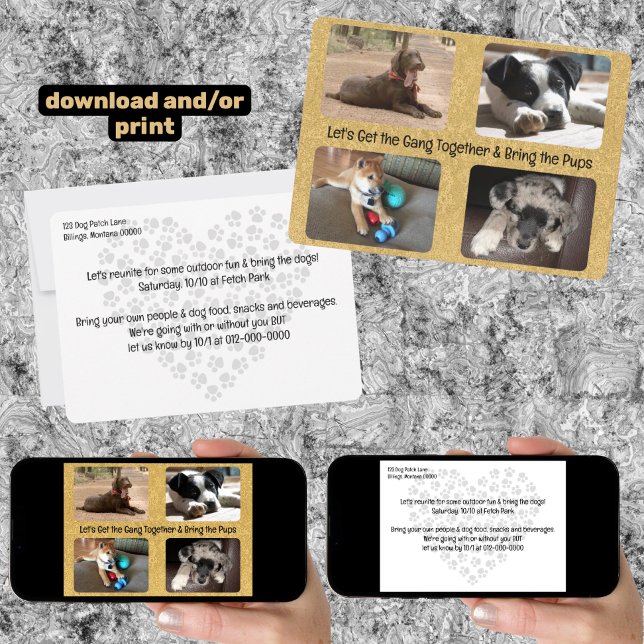 Convite Outdoor Party Invitation Four Replaceable Photos (outdoor invitation with four replaceable photos and downloadable)