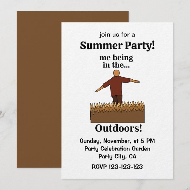 Convite Outdoors Nature Fun Summer Party (Frente/Verso)