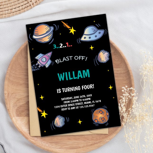 Convite Outer space Birthday Invitations (Outer space Birthday Invitations)