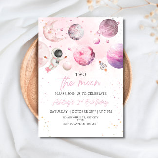 Convite Outer Space Birthday Party Girl Astronaut Birthday