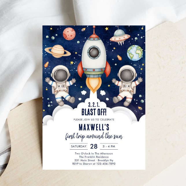 Convite Outer Space Planets Astronaut Boy Birthday (Criador carregado)
