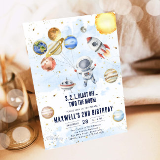 Convite Outer Space Planets Astronaut Boy Birthday