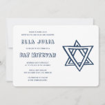 Convite OUTLINE LETTERS STAR OF DAVID Custom Bat Mitzvah<br><div class="desc">Perfect card to announce a bar or bat mitzvah! Hand made art for you with star of david on the front and back side! FULLY CUSTOMIZABLE! Click on “Personalize” above to edit the text. Click "edit using design tool" to adjust the fonts, colors and placements and to delete the back...</div>