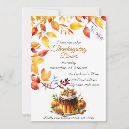 Convite Outona de Pumpkin de Ação de Graças