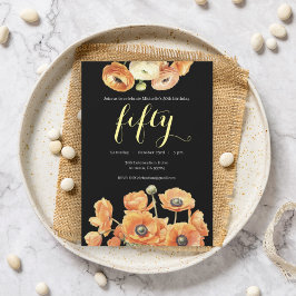 Convite Outono 50º Blossom Laranja Festa de aniversário