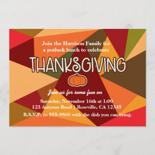 Convite Outono Abóbora Ação de Graças Diversão Colorido Ou