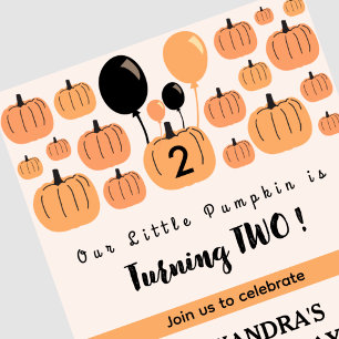 Convite Outono Abóbora Virando dois halloween 2º aniversár