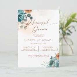 Convite Outono Azul-Verde Laranja Queimada Boho Casamento