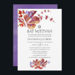 Convite Outono - Cair Aquarela Deixa Bat Mitzvah<br><div class="desc">Cartões de convite de morcegos de folhagem de outono com um tema ultravioleta.</div>