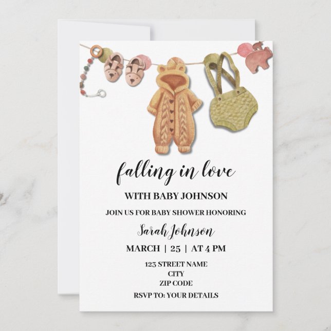 Convite Outono chá de fraldas de Ação de Graças (Frente)