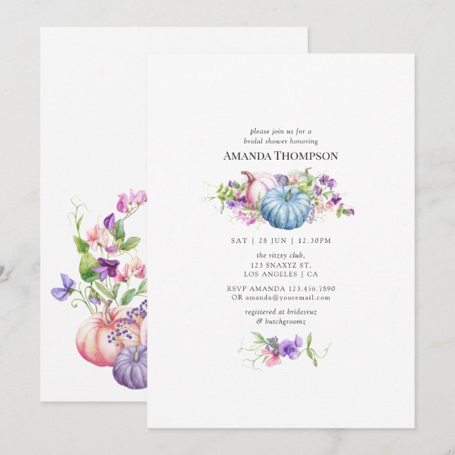 Convite Outono - Chá de panela Floral de Queda (Frente/Verso)