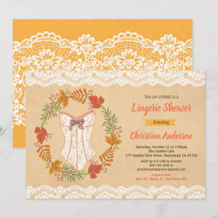 Convite outono de chá de lingerie outono precipitado