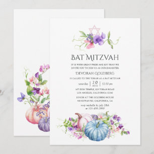 Convite Outono - Floral Bat Mitzvah