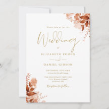 Outono Floral Elegante Casamento Dourado
