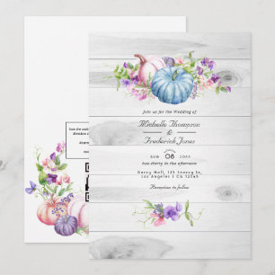 Convite Outono - Floral Rústico Código QR RSVP Casamento