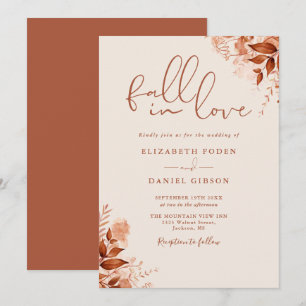 Convite Outono Floral Terracota Casamento Amor