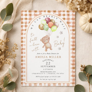 Convite Outono Mal Podemos Esperar Xadrez Baby Shower