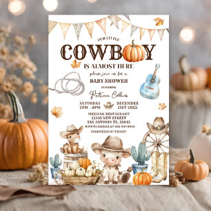 Convite Outono Nosso Pequeno Cowboy Chá de Bebê do Oeste S